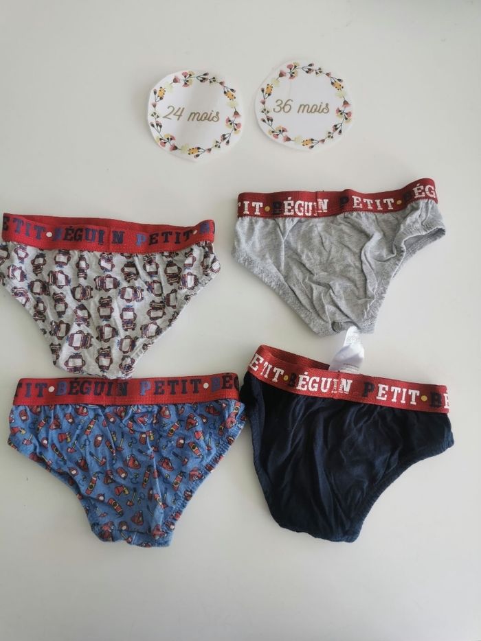 Lot de 4 slips petit beguin 2/3ans thème pompier - photo numéro 2