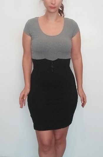 Robe moulante effet jupe taille haute 38