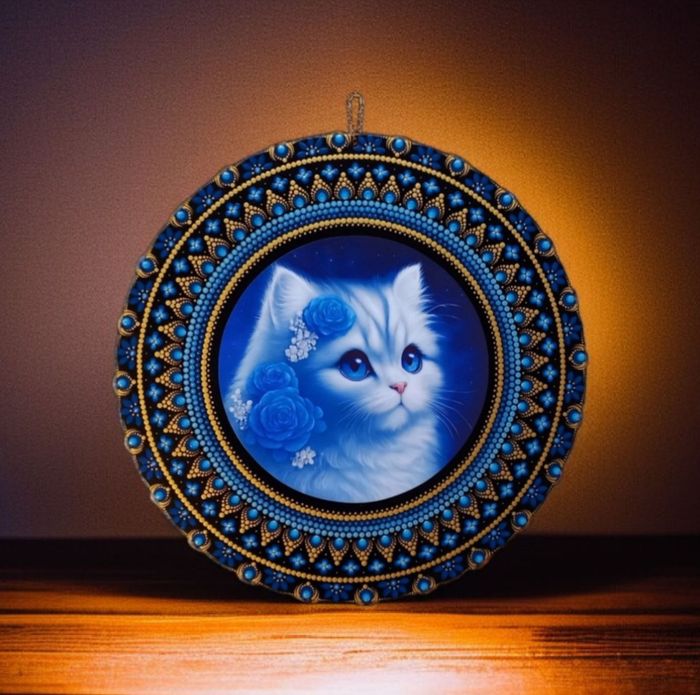 Décoration Murale Chat, Tableau Mandala - photo numéro 2