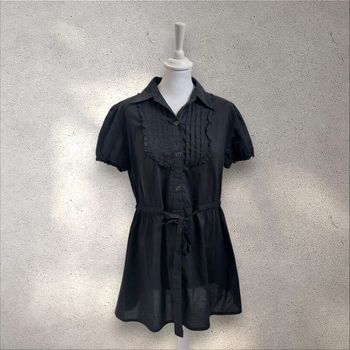 Robe d'été noire manches courtes femme S