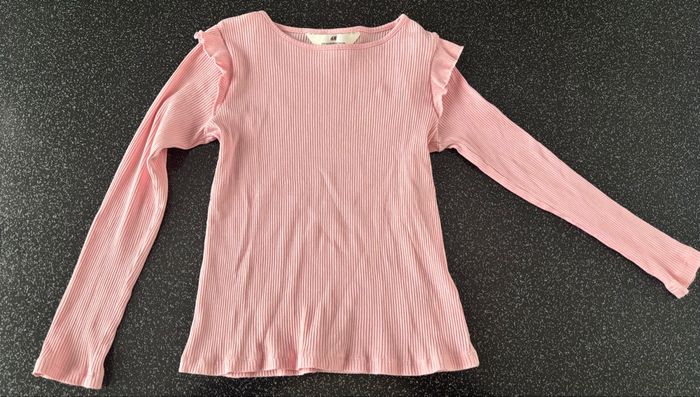 H&M - t-shirt ml rose fille 6-8 ans - photo numéro 1