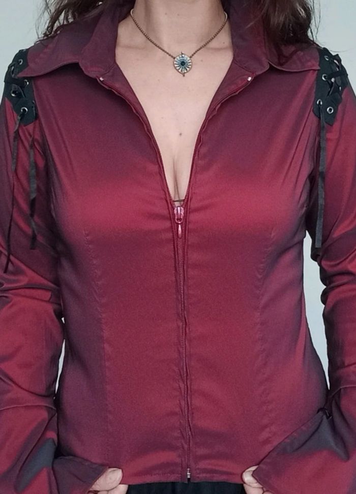 Chemise stretch irisée bordeaux taille 40 - photo numéro 3