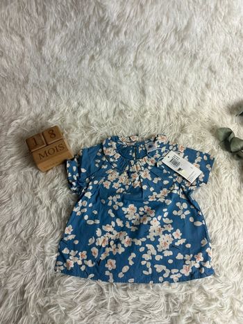 Blouse manches courtes en popeline petit bateau taille 18 mois