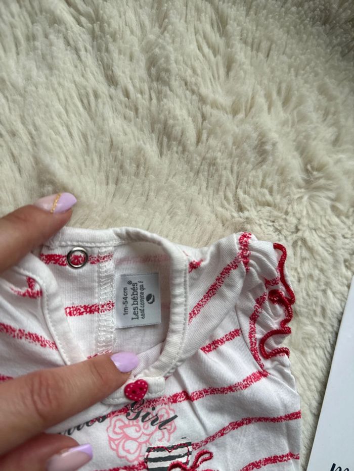 Combi short marinière rouge 1 mois les bébés sont commes ça - photo numéro 3