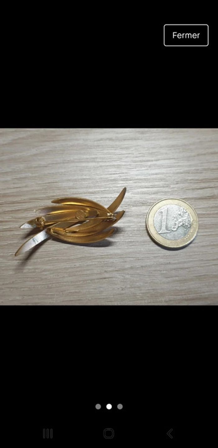 Sublissime broche cotée plaquée or vintage bijoutier Plorgal - photo numéro 2