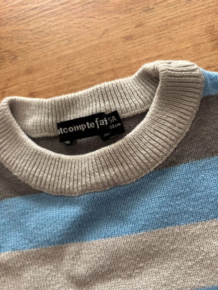 Pull rayé bleu et gris garçon 5 ans Tout Compte fait - photo numéro 2