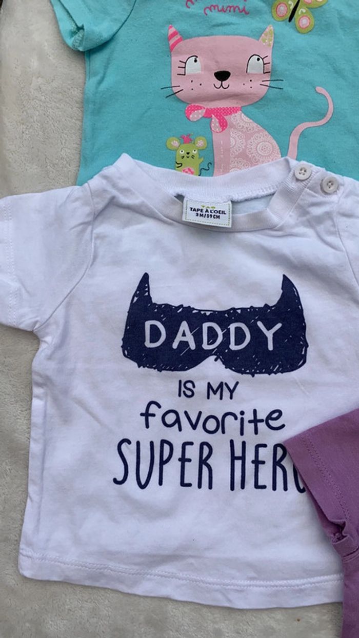 Lot de 9 t-shirt manche courte - 3 mois - photo numéro 2