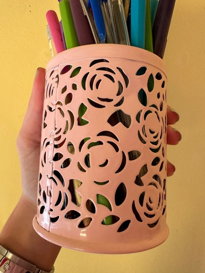 Pot à crayons rose - photo numéro 3