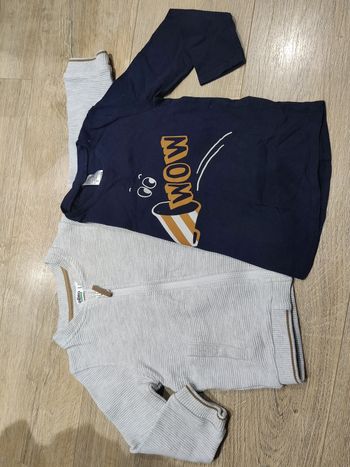 Cardigan gris camel et tee shirt marine Gémo + Taille 3-4 ans