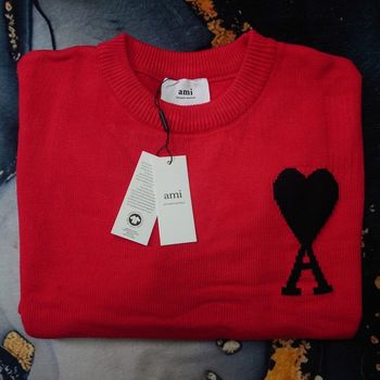 Pull AMI Alexandre Mattiussi Homme Rouge Cœur Noir Taille L