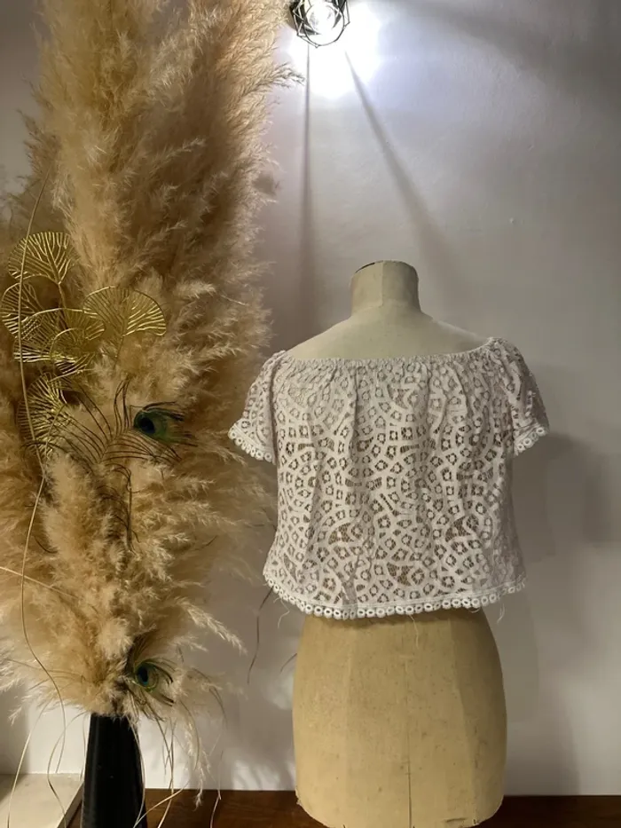 Top court dentelle 36/S blanc - photo numéro 2