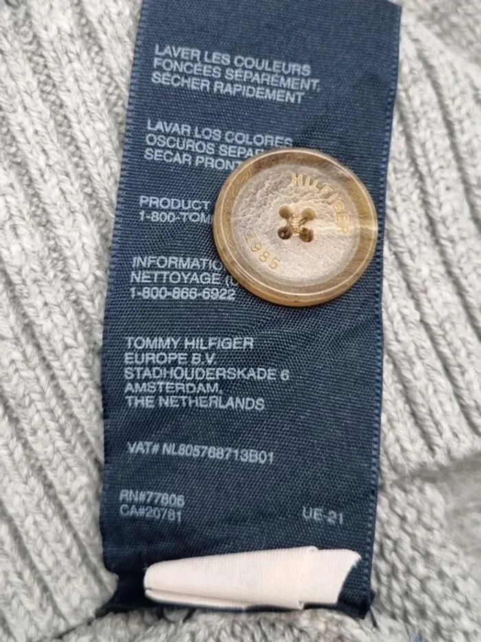 Pull col châle Tommy Hilfiger – Gris – Taille S Hommes (mesures en photos) - photo numéro 7