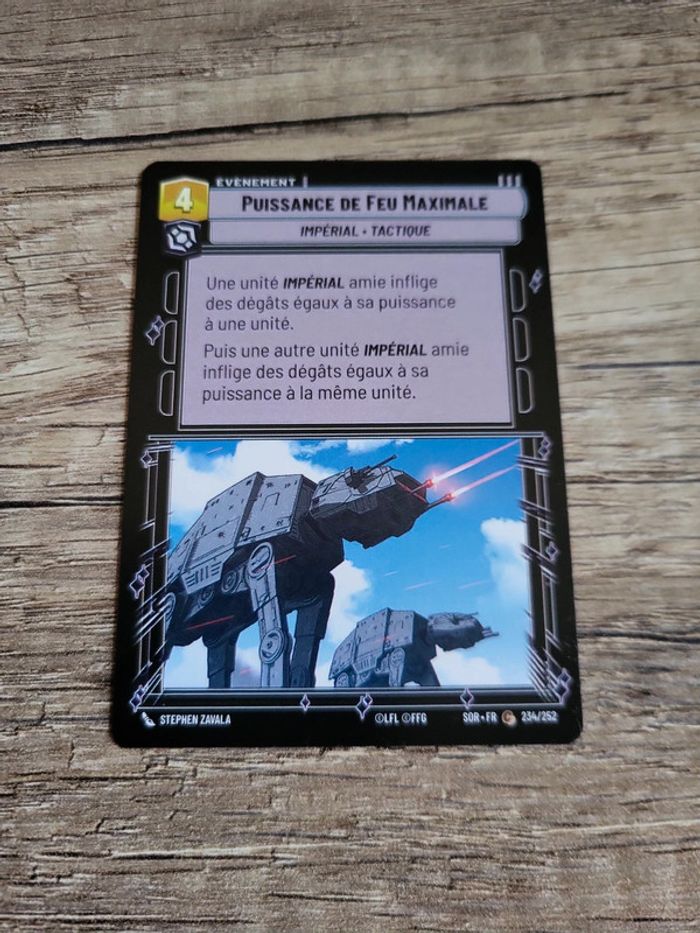 Carte Star Wars unlimited Puissance de feu maximale