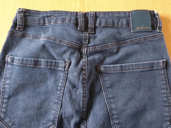 Jean femme Stradivarius T36 long 100cm super hight waist fit bleu foncé - photo numéro 3