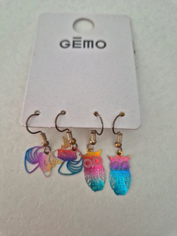 Boucles d'oreilles fantaisie licorne hibou