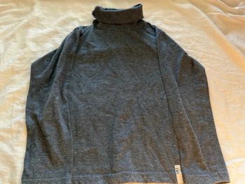 T shirt manche longue col roulé bleu chiné