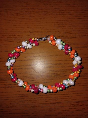 Bracelet en perle de rocaille 19.5cm taille élastique avec fermoir en acier  inoxydable