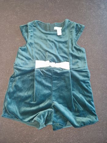 Combinaison velour verte foncée 6 mois Obaïbi