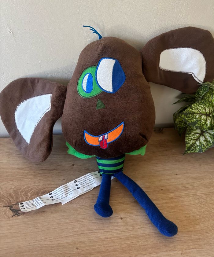 Doudou peluche chien grandes oreilles marron vert bleu ikea - photo numéro 2