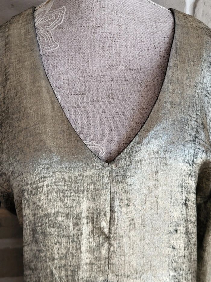 Robe fluide métallisée dorée - Vintage Love - Made in France - photo numéro 3