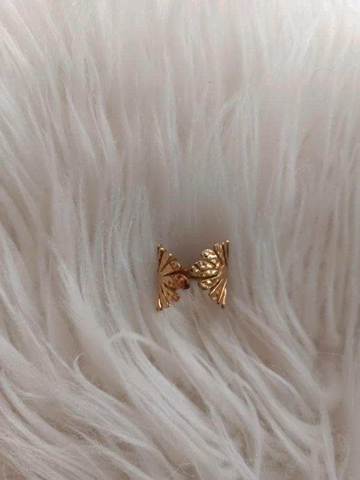 Bague dorée martelé feuillage en acier inoxydable réglable Satine En très bon état - photo numéro 2