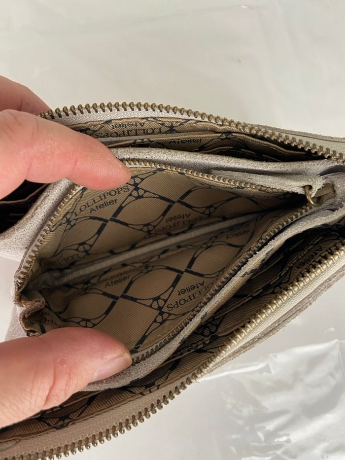 Portefeuille / Pochette Lollipops Atelier - Cuir Irisé Champagne / Argent - photo numéro 5