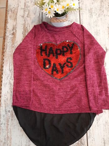 Joli t-shirt Happy Days rose avec des secains réversible
