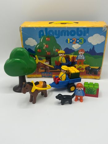 Playmobil 123 fermier cheval avec charette dans sa boîte vintage