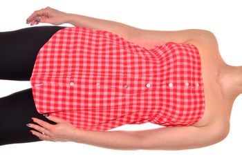 top bustier dos nu élastiqué rouge carreaux blanc taille M/L