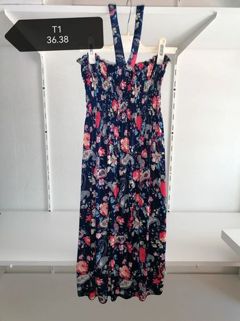 Robe d'été fluide marine fleurie T1 36.38