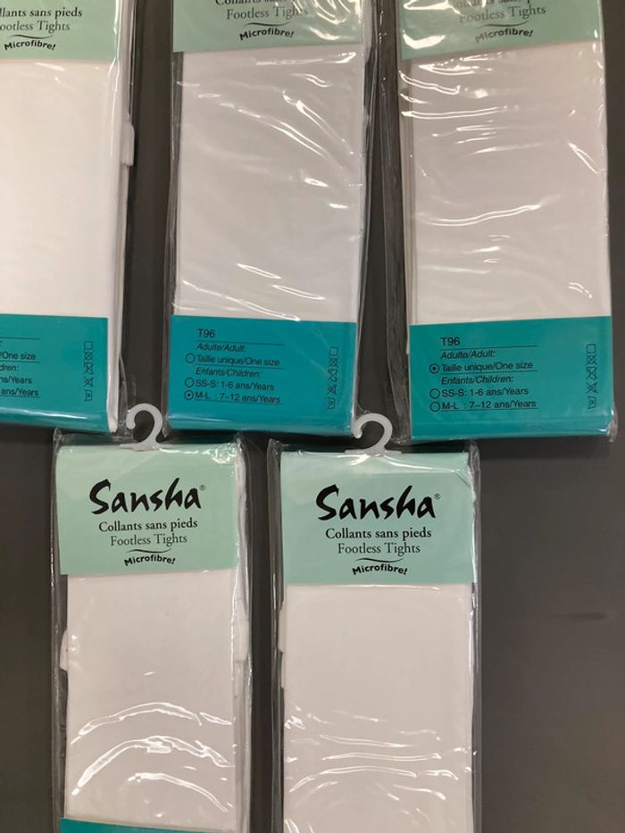Lot 4 collants blancs danse sans pieds - photo numéro 3