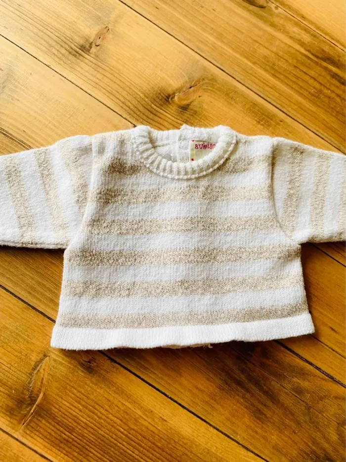 Joli petit ensemble bien chaud pull et salopette naissance - photo numéro 4