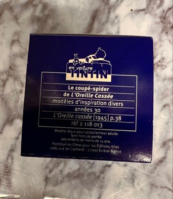 Voiture coupé Spider Tintin  éditions Atlas