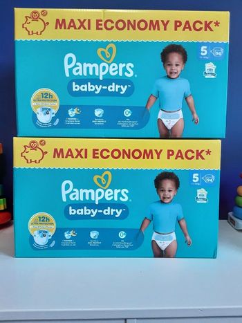 188 couches pampers baby-dry  taille 5