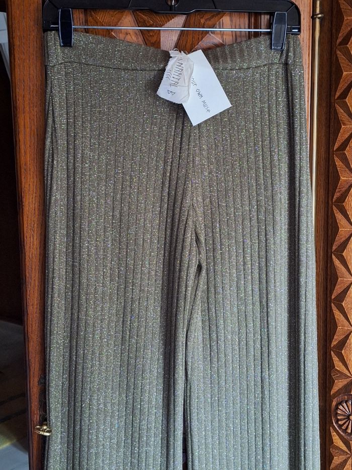 Pantalon pallazo Chantal b lurex kaki TU - photo numéro 3