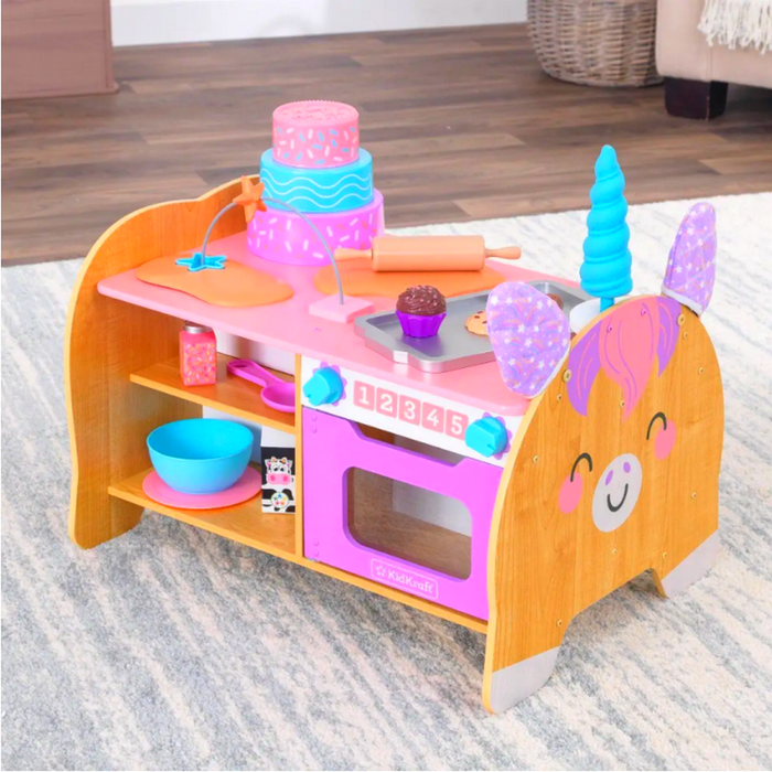 Cuisine Kidkraft Kitchenette licorne en bois, cuisine en bois, 21 accessoires inclus Neuve dans son - photo numéro 3