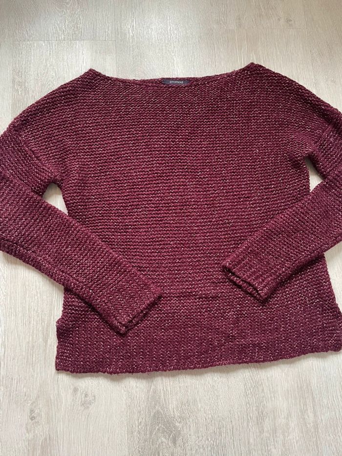 Pull en grosses mailles bordeaux promod taille M