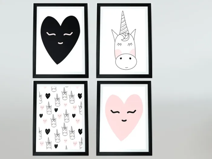 Affiches “Licorne & cœurs” pour chambre enfant - photo numéro 3