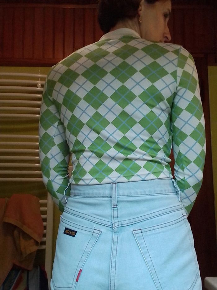 Pull fin femme croq top vert et blanc Shein - photo numéro 4