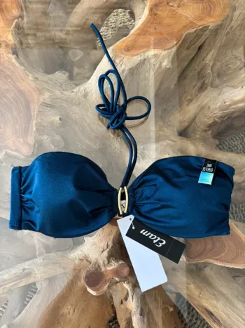 Haut de maillot de bain Etam bandeau bleu marine irisé