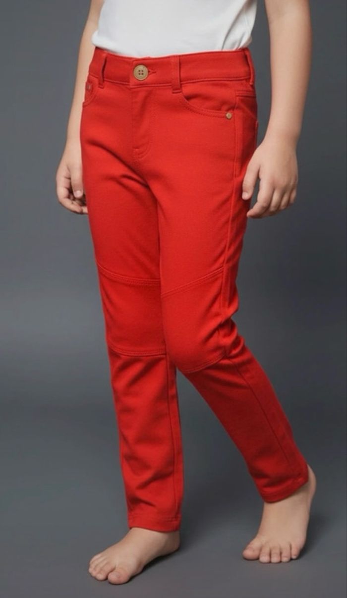 Pantalon slim rouge vif – Style "Biker"