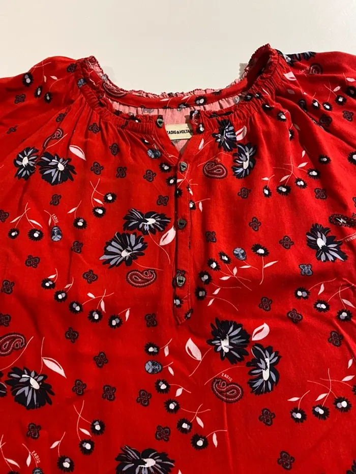 Blouse rouge imprim zadig et voltaire - photo numéro 3