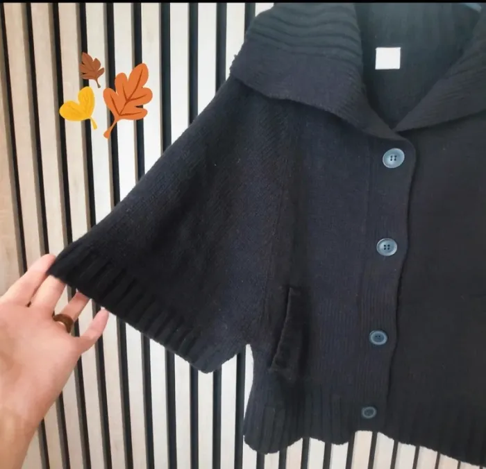 Veste chaude gilet cardigan noir Camaïeu T 38 - photo numéro 5