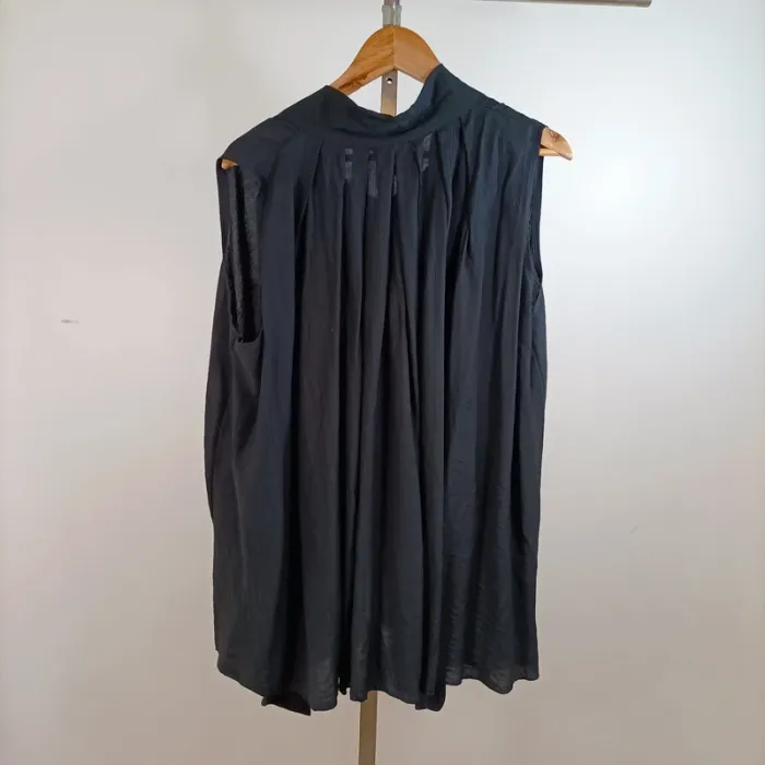 Tunique sans manches noire Mecchu Italy taille unique coupe fluide plissée bohème chic A1285 - photo numéro 5