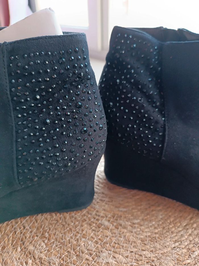 Bottines noires strass daim - pointure 39 - neuves - photo numéro 6