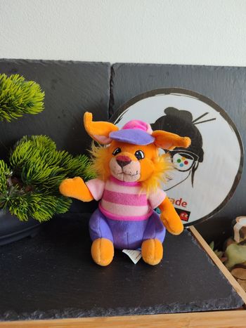 Peluche lapin Passiflore orange rose violet bandai rayé bonnet Ancien Roux 3547