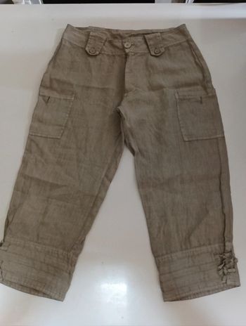 Pantacourt cargo femme taille 38 en lin très léger rétro vintage