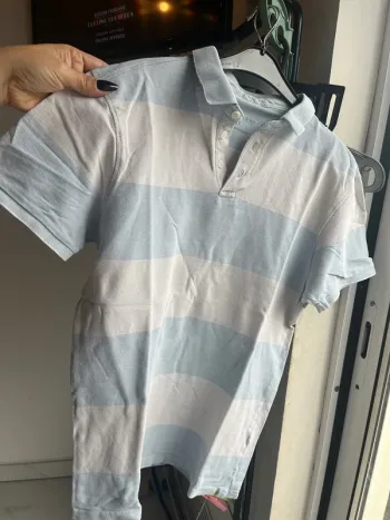 Polo bleu ciel blanc