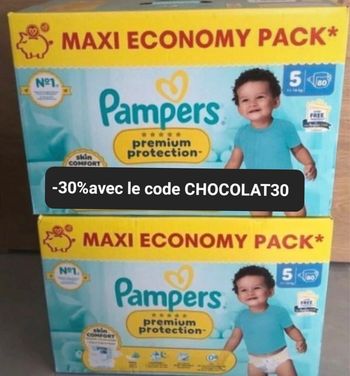 Deux cartons de couches Pampers taille 5 preuim 