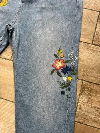 Jean Pimkie Mom bleu fleurs taille 40 - photo numéro 3